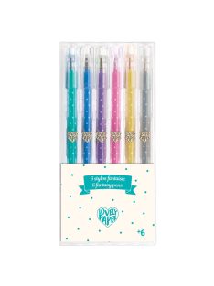   Djeco zselés toll készlet - 6 gliteres színben - 6 glitter gel pens