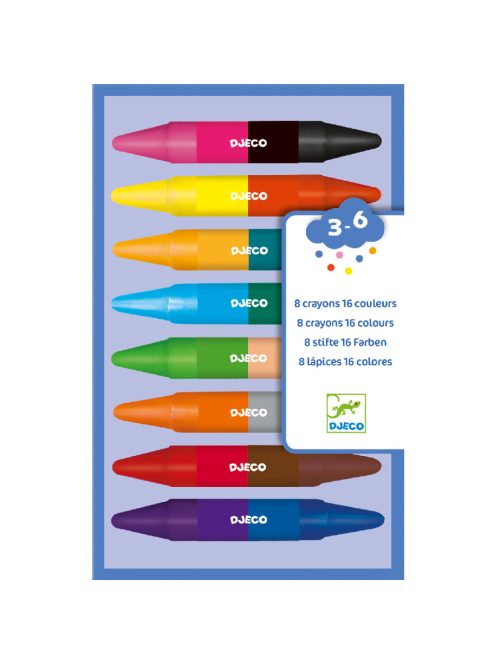 Djeco zsírkréta készlet - 8 duplavégű zsírkréta - 8 twins crayons