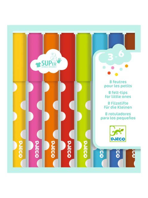 Djeco kimosható filctoll készlet piciknek - 8 szín - 8 felt-tips for little ones