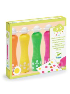   Djeco marok filc készlet 4 fluoreszkáló színben - Pontozó színezés - Large dot markers