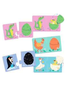   Djeco párosító puzzle - Kié a tojás, 12 db-os - Funny eggs