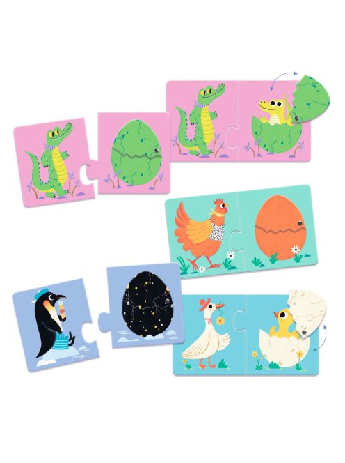 Djeco párosító puzzle - Kié a tojás, 12 db-os - Funny eggs