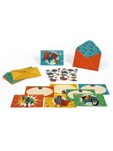   Djeco: Lovely Paper Meghívó készlet - Szuperhős egy napra - Pow ! Bang !