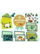 Djeco: Lovely Paper Meghívó készlet - Dínó parti - Cric croc, Dino Rock !