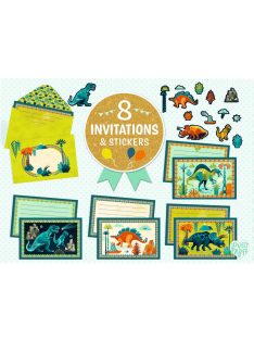   Djeco: Lovely Paper Meghívó készlet - Dínó parti - Cric croc, Dino Rock !