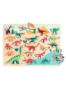   Djeco Formaillesztő, formaberakó - Színes dínók - Puzzlo Dino