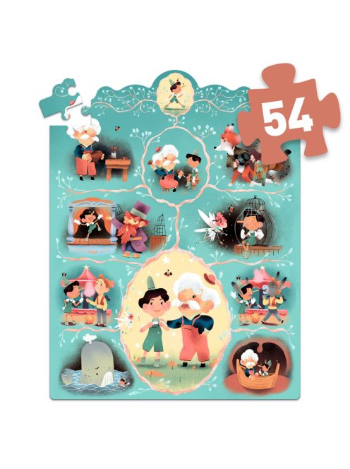 Djeco Mese puzzle - Pinokkió, 54 db-os - Pinocchio