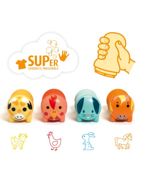 Djeco - Design by Nyomdakészlet - Kiskezes - Stamps for little ones - Farm animals