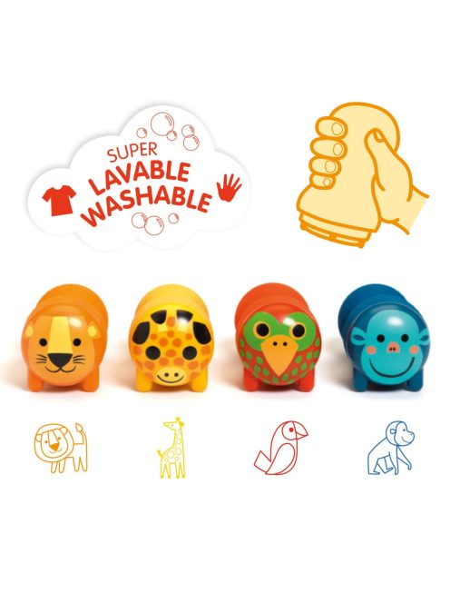 Djeco - Design by Nyomdakészlet - Szafari - Stamps for little ones - Safari animals