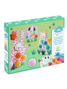   Djeco: Design by Képszínezés pöttyökkel és pompomokkal - Lenn a fűben - Dots and Pompoms – In the Grass