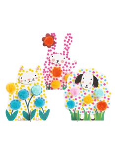   Djeco: Design by Képszínezés pöttyökkel és pompomokkal - Lenn a fűben - Dots and Pompoms – In the Grass