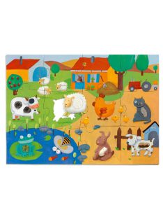   Djeco Óriás puzzle - Tanyasi állatsimogató, 12+8 db-os - Tactile farm puzzle