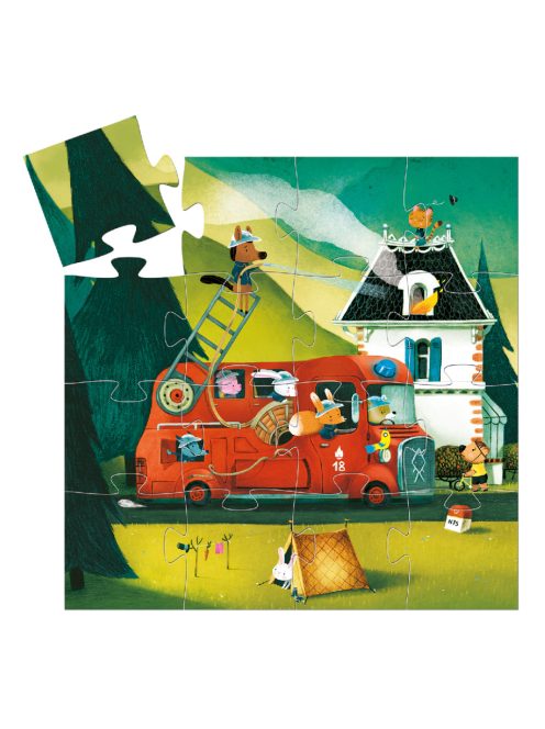 Djeco Formadobozos puzzle - A tűzoltóautó, 16 db-os - The fire truck
