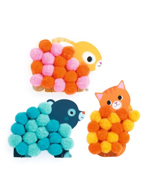 Djeco: Design by Pompom-kép készítés - Állatok és pomponok - Animals and Pom-pom Circles