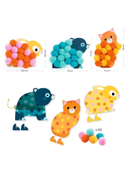Djeco: Design by Pompom-kép készítés - Állatok és pomponok - Animals and Pom-pom Circles