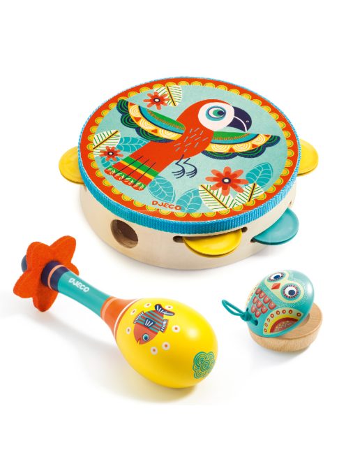 Játékhangszer készlet - Tambourine, maracas, castanet