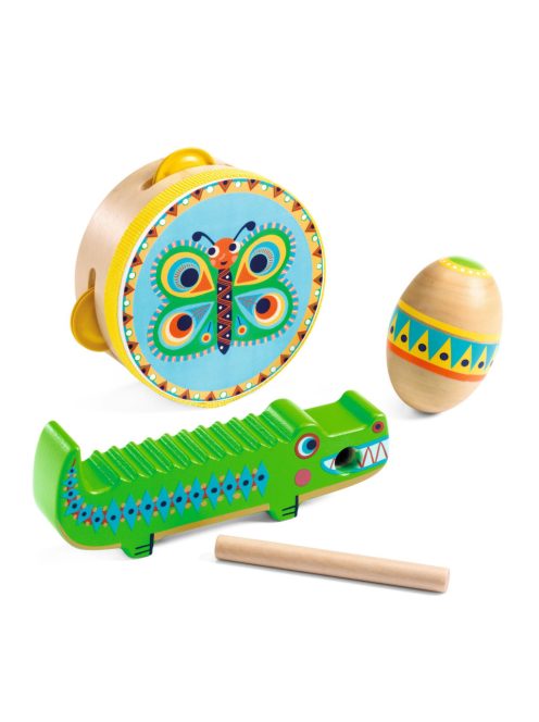 Játékhangszer - Tamburin, maracas, guiro - Set of percussions
