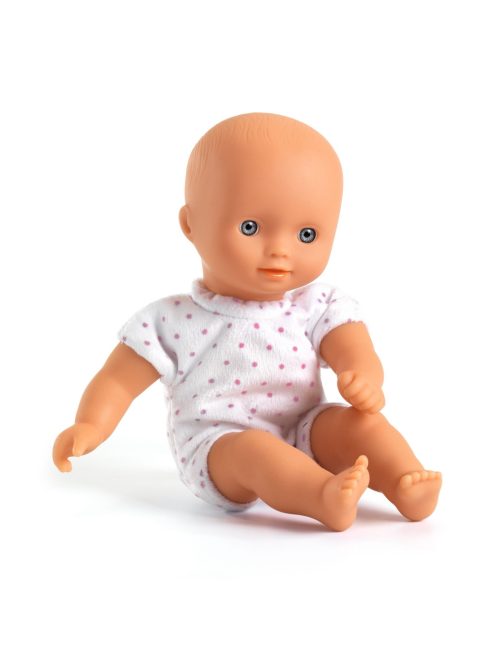 Djeco: Pomea Játékbaba Mini, 20 cm - Barbara mózeskosárral