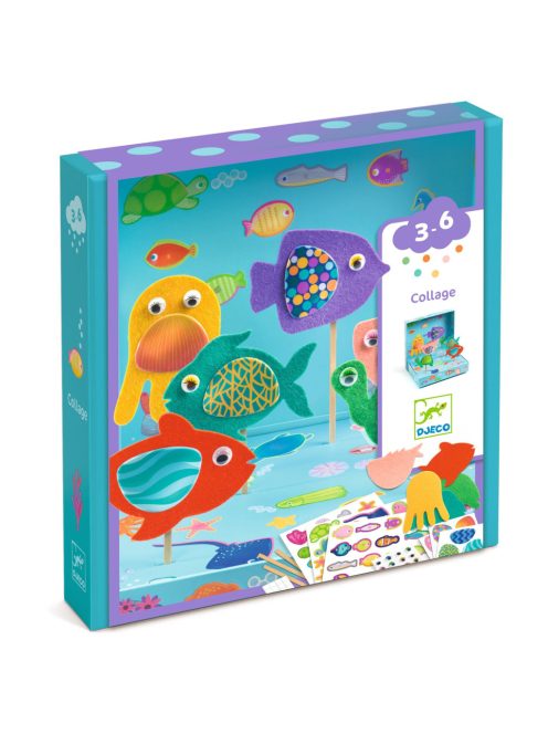 Djeco: Design by Kollázs műhely - Halszínjáték - Collage craft, Happy Aquarium