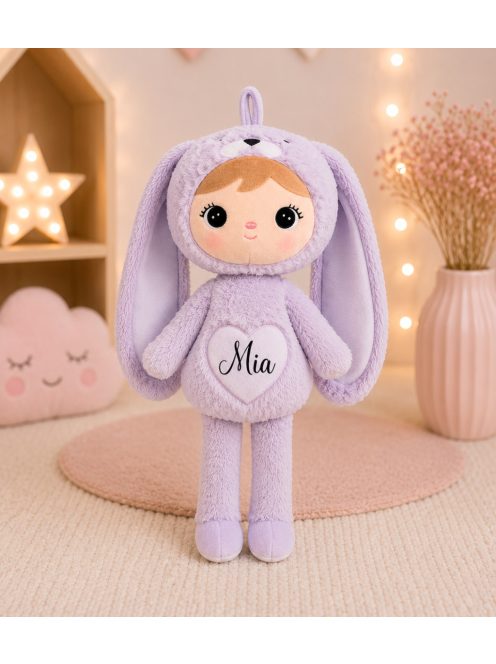 Névre szóló plüss nyuszi - 50 cm - lila